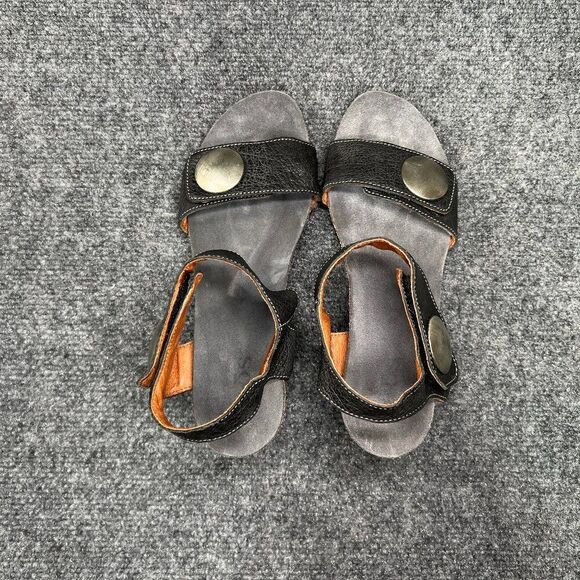 Taos Carousel Sandals Women's 6.5 Black Leather Comfort Wedge Hook Loop Strap - Picture 8 of 12